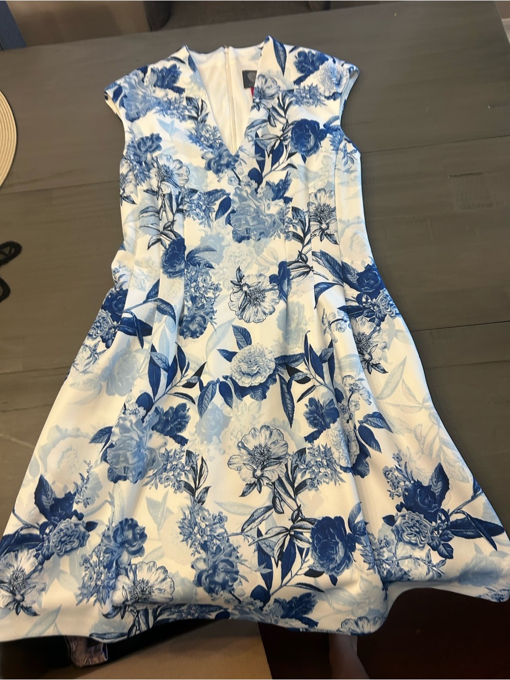 Vince Camuto Blue and White Floral Midi Dress